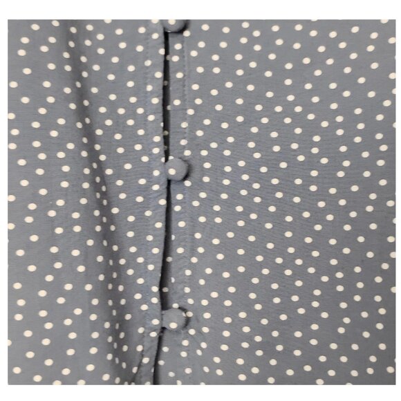 Abercrombie & Fitch XL Charcoal Gray Polka Dot Blouse Back Buttons - Picture 7 of 9